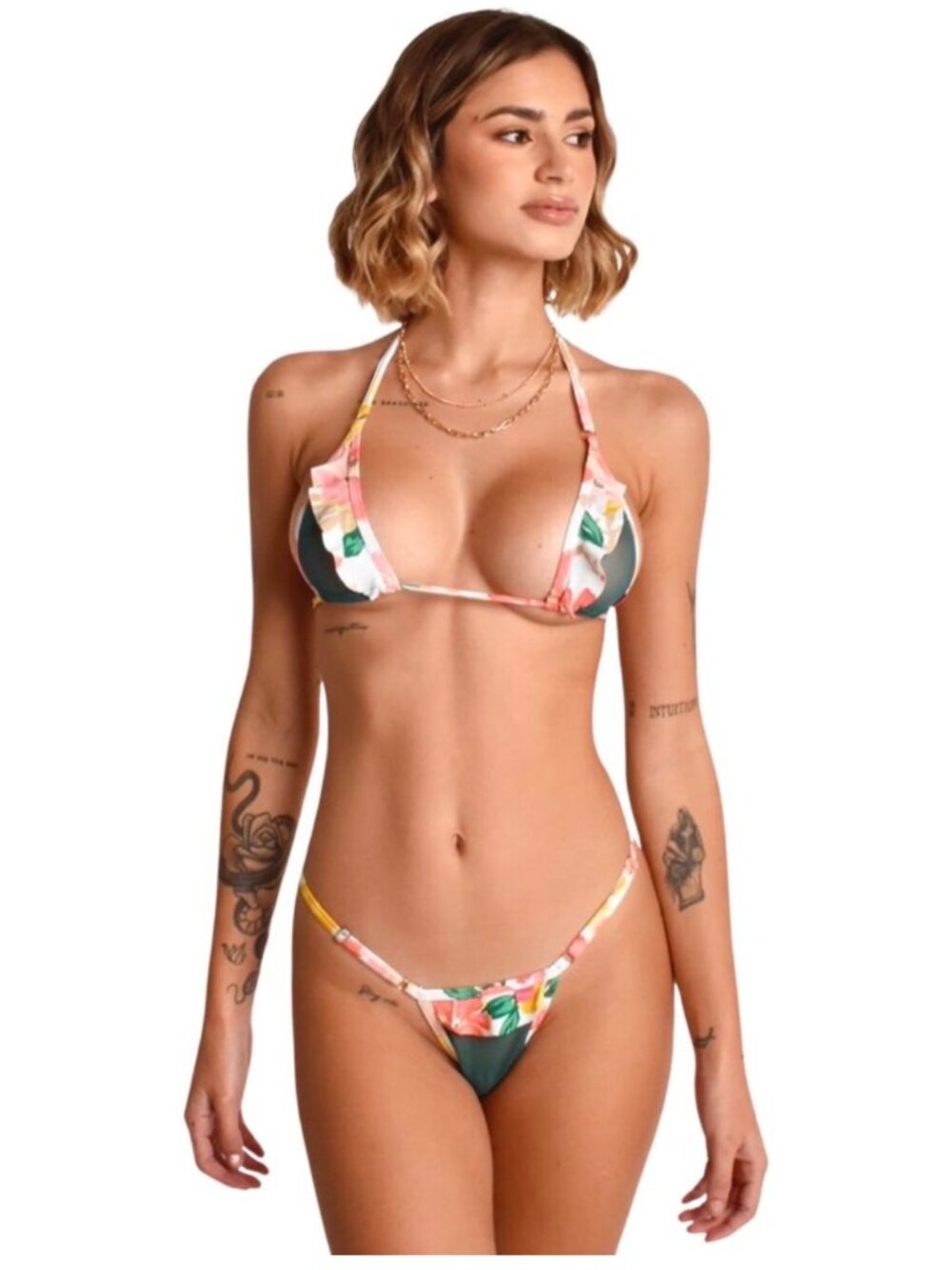 String Bikini Set - Multicolor Floral - size Medium